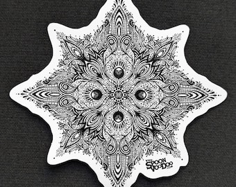 Lotus Mandala Sticker: Glossy Vinyl, Hand Illustrated Art