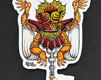 Voodoo Volto Sticker: Psychedelic Hand-Illustrated Vinyl Art