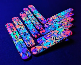 UV Hair Clip, Rainbow Neon, Psychedelic Crocodile Clip