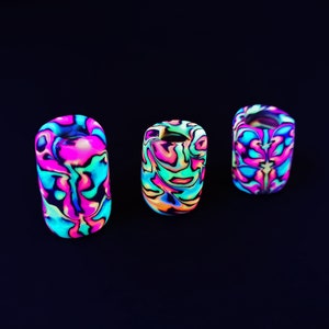 UV Hair Bead, Neon Rainbow | Singles and Sets | for Dreads, Braids, Beards and More