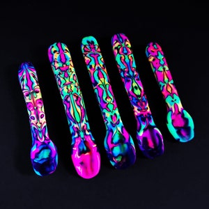 UV Spoon Pendant, Neon Rainbow with Necklace of your choice.