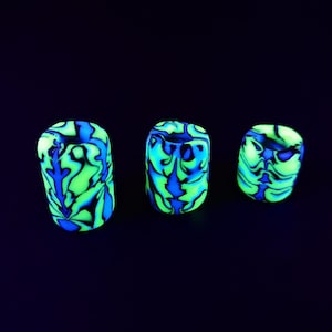 UV Reactive Dread Beads: Neon Yellow and Blue Hair Jewelry