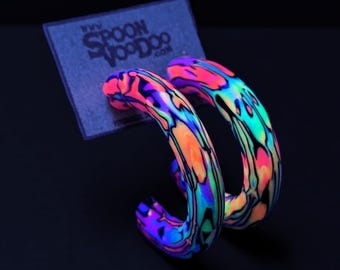 UV Neon Rainbow Hoop Earrings