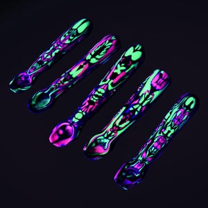 UV Spoon Pendant Neon Purple & Green with Necklace of your choice.