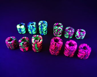 UV Neon Hair Bead, Various Colours and Sizes. | Yellow+Blue | Pink+Purple | Pink+Green | Green+Purple | for Dreads, Braids, Beards and More