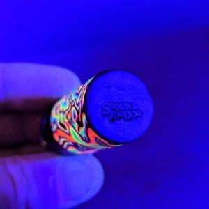 UV Stash Box, Psychedelic Portable Earplug Container, Blue Turquoise with Necklace or Clip. image 6