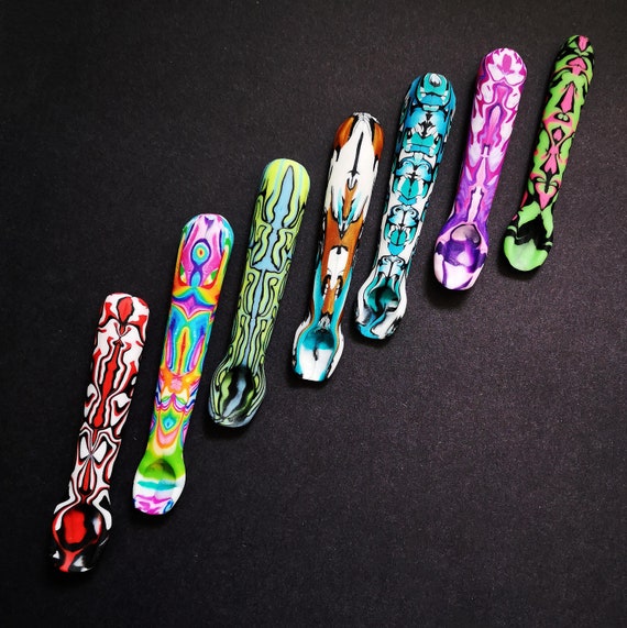 Spoon Pendant, with Necklace of your choice. Various Colours Psychedelic Patterns