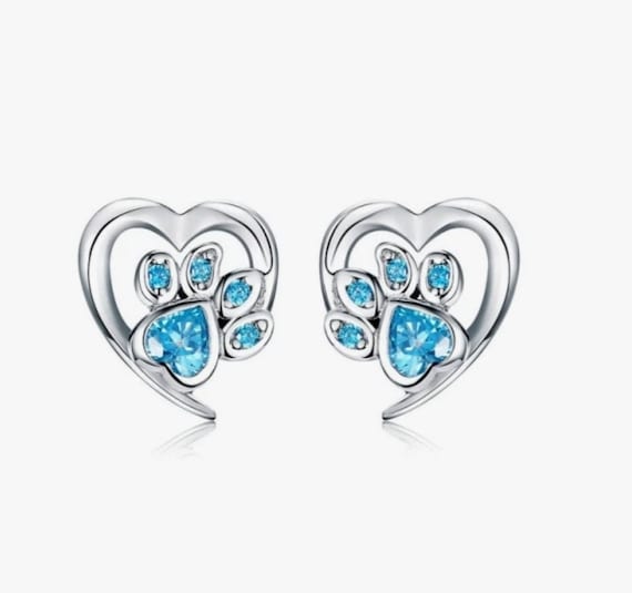 Gift for Women Birthstone Jewelry Everyday Earring Paw Earring 925 Sterling Silver