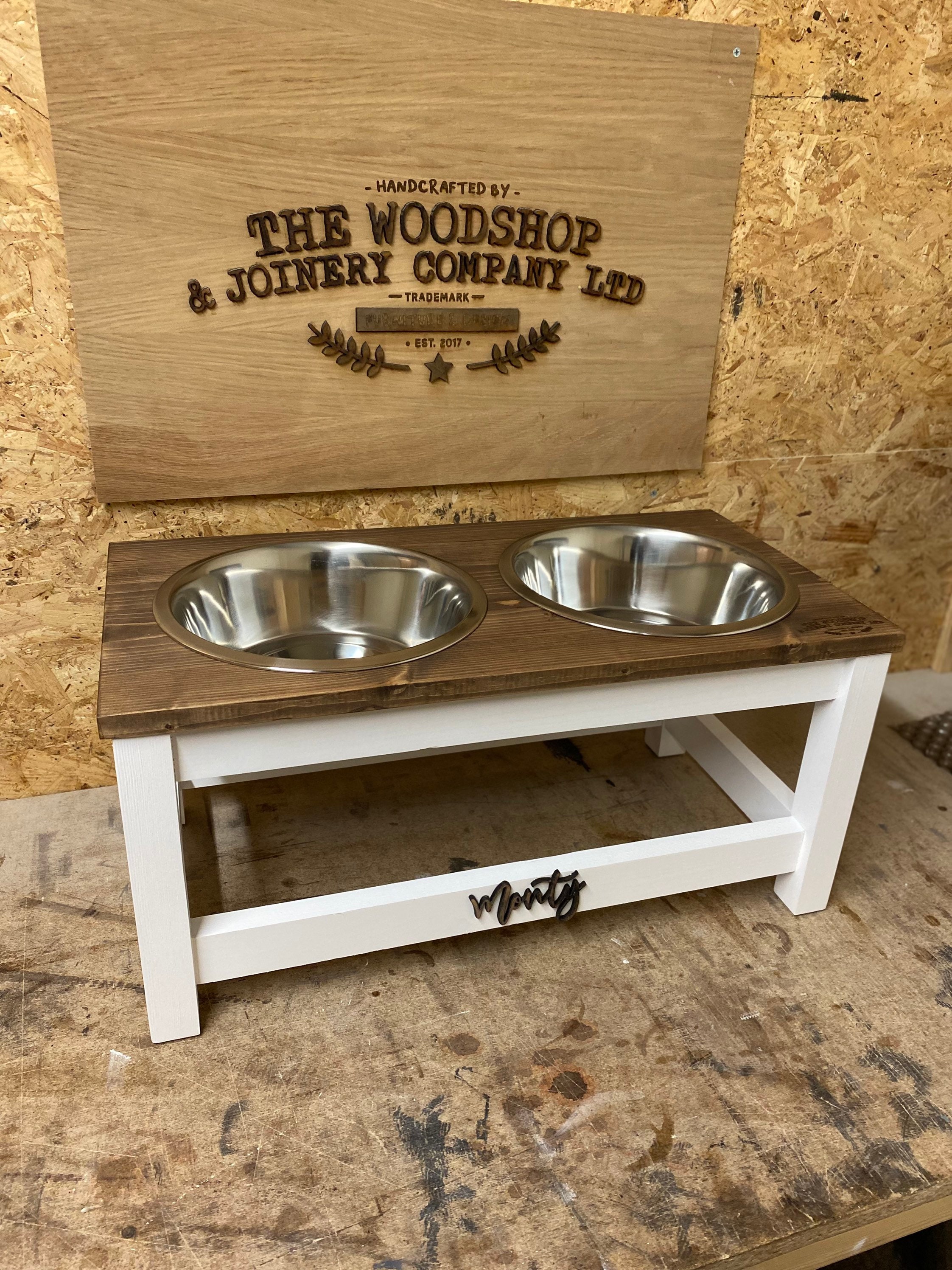 Elevated dog feeder raised dog bowls personalised stand bowls for large dogs  - Shop WooDesignVL Pet Bowls - Pinkoi