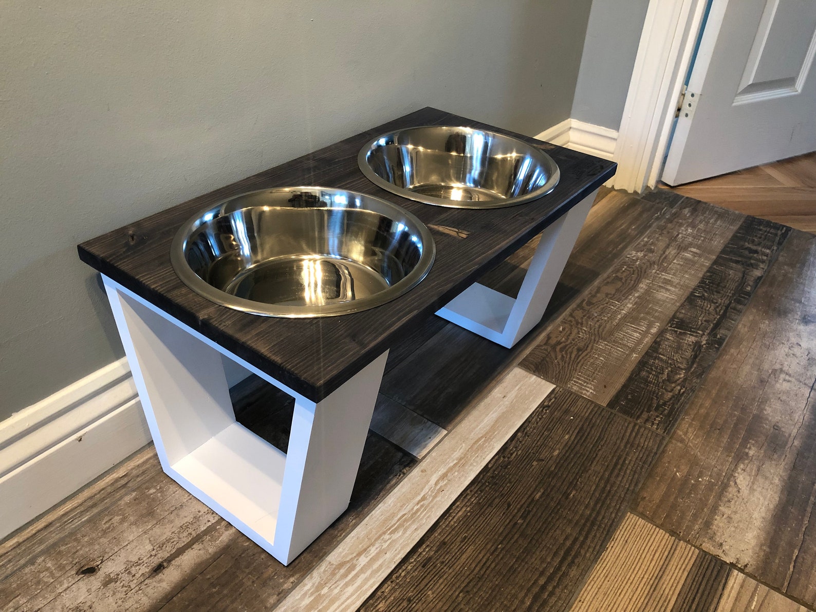 Large Contemporary Dog Feeder Pet Feeding Table Stand Double Etsy