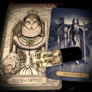 Queen of Swords essential oils witchy perfume anointing oil steel rollerball Jasmine, Lily, Lemongrass, Sage, Citrus...