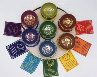 Chakra color Singing Bowls Set - Single Chakra bowl. Tibetan Singing bowls, Healing Sound Bowls, Meditation Bowls, in 8 cm size.