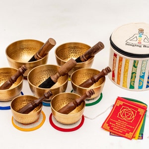 Harmonize Your Chakras with this Beautiful 7-Piece Singing Bowl Set - Perfect for Meditation and Healing-Yoga-Meditation-Healing-Therapy