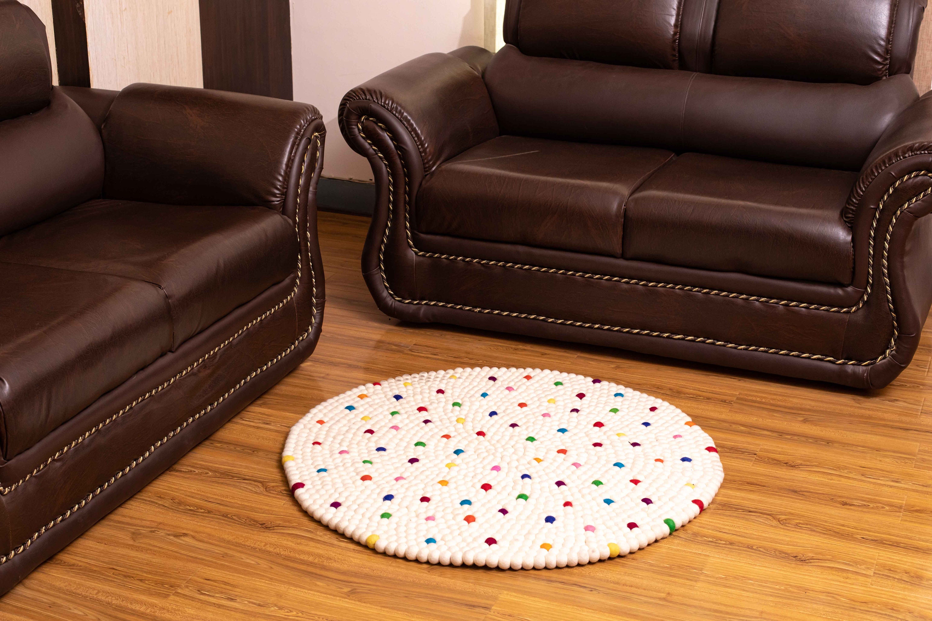 Add a Pop of Color With Our Handmade Multi-colored Round Felt Ball Rugs ...