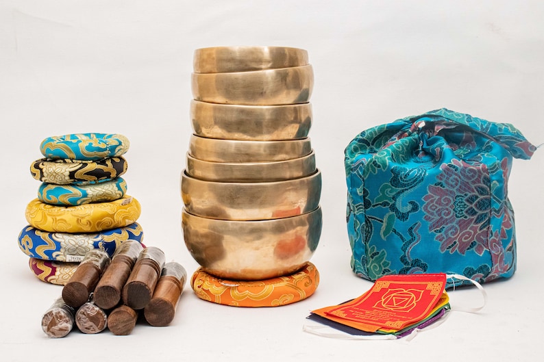 Professional Chakra Healing Singing Bowl Set Chakra Frequency Tuned Dim