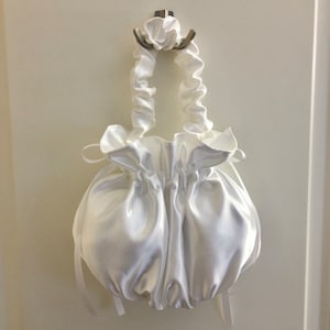 Beautiful Satin Evening Hand Bag W Ruffles + Drawstrings. Simple ...