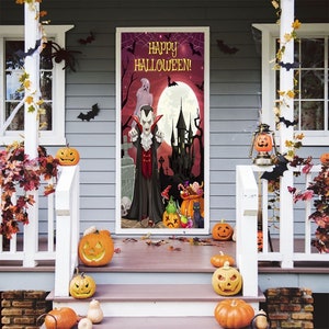 Dracula Decor Door Cover - Halloween Decor - Halloween Decor Outdoor - Halloween Door Decor - Halloween Decor Cute - Halloween Decorations