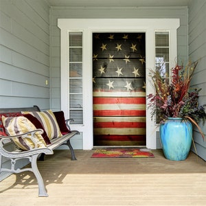 Rustic Wood Flag Door Decoration - Door Decor - Door Covers - Patriotic Door Covers - Fourth of July Decor - American Flag - July 4th Decor