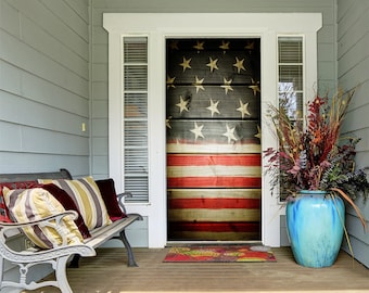 Patriotic 4th of July porch decor is some of my favorite home decor to shop for! Etsy is an especially great spot to find unique decor finds--and that includes patriotic porch decor. This rustic flag door cover is a great way to temporarily give your front door a makeover. 