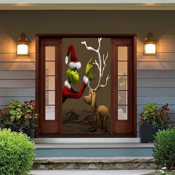 Couvre-porte de Noël pour Grinch - Couvre-portes de Noël - Déco pour porte de Grinch - Décorations pour Grinch - Couvre-portes pour les fêtes