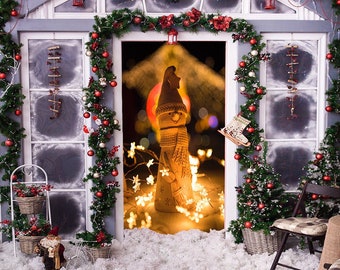 Christmas Snowman Door Decoration - Christmas Door Covers - Outdoor Christmas Decorations - Front Door Decor - Door Cover - Home Decor