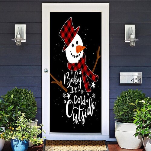Cold Outside Snowman Door Cover Christmas Door Covers Etsy