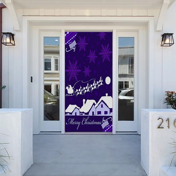 Purple Christmas Door Decor Christmas Door Covers Outdoor Christmas  Decorations Christmas Door Hanger Holiday Door Covers 