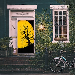 Yellow Full Moon Door Cover - Halloween Decor - Door Covers - Halloween Door Decor - Halloween Sign - Halloween Door Decorations