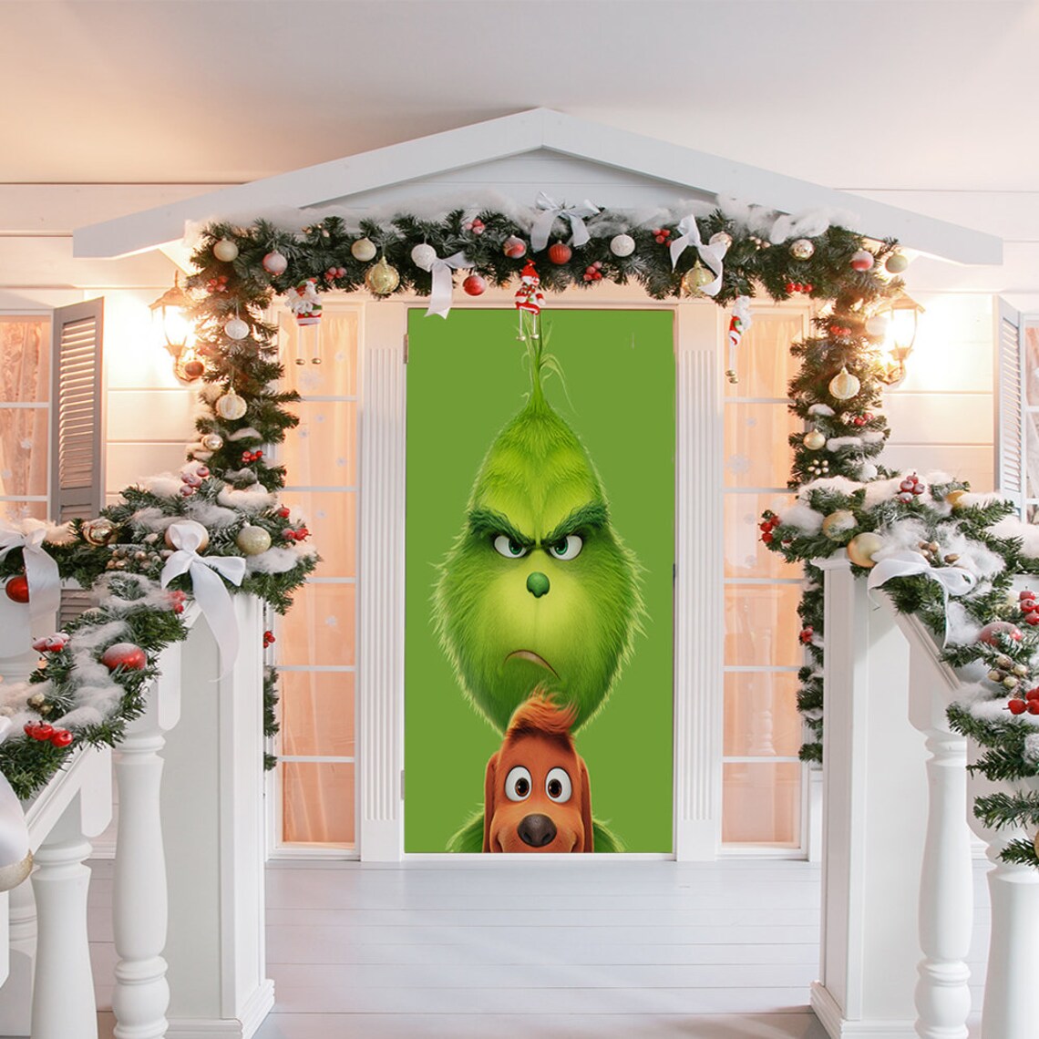 Grinch Door Cover Christmas Door Covers Grinch Door Decor Etsy