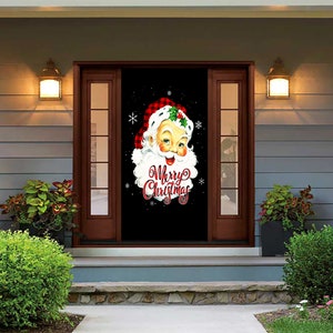 Vintage Santa Smiling Door Cover - Christmas Door Covers - Vintage Christmas Decorations - Vintage Card Image - Vintage Christmas Decor