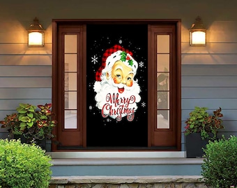 Vintage Santa Smiling Door Cover - Christmas Door Covers - Vintage Christmas Decorations - Vintage Card Image - Vintage Christmas Decor