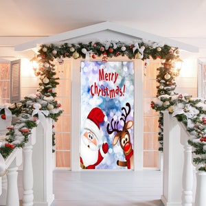 Santa Claus Door Decoration - Christmas Door Covers - Outdoor Christmas Decorations - Front Door Decor - Holiday Door Covers