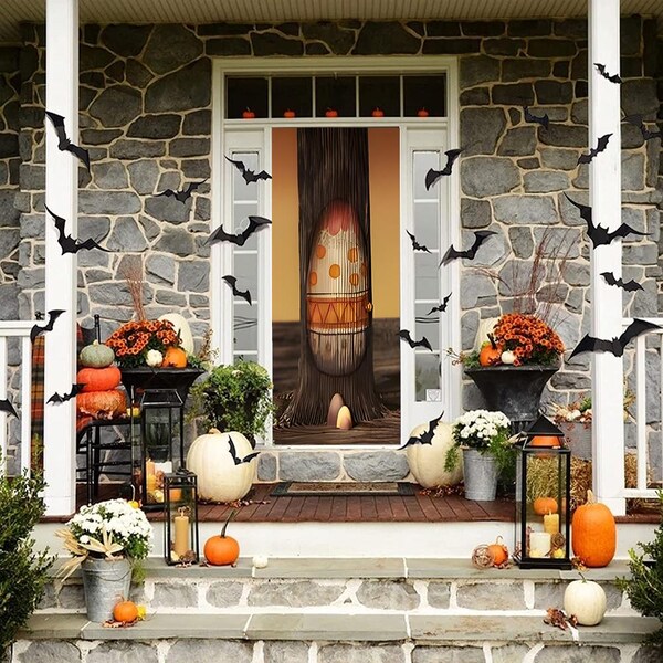 Cubierta de puerta con forma de huevo de Pascua de Pesadilla antes de Navidad - Tela lavable y reutilizable