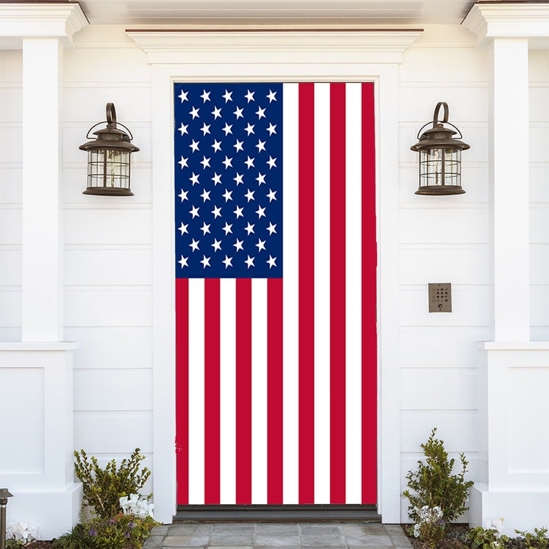 American Flag Decor USA Flag Door Covers Patriotic Door Etsy