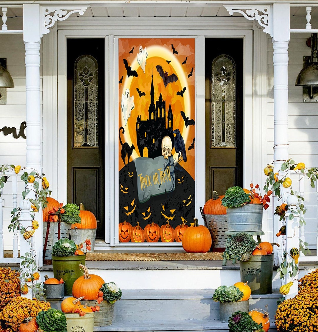 Jack O Lantern Door Cover Halloween Decor Door Covers Halloween Door Decor  Halloween Sign Halloween Door Decorations 