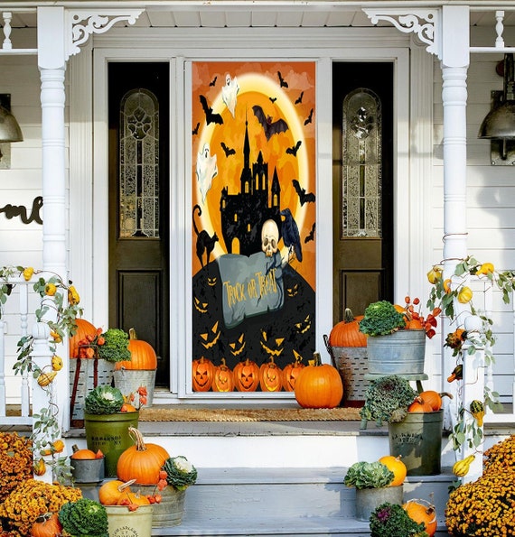 Spooky Door Cover Halloween Decor Halloween Decor Outdoor - Etsy