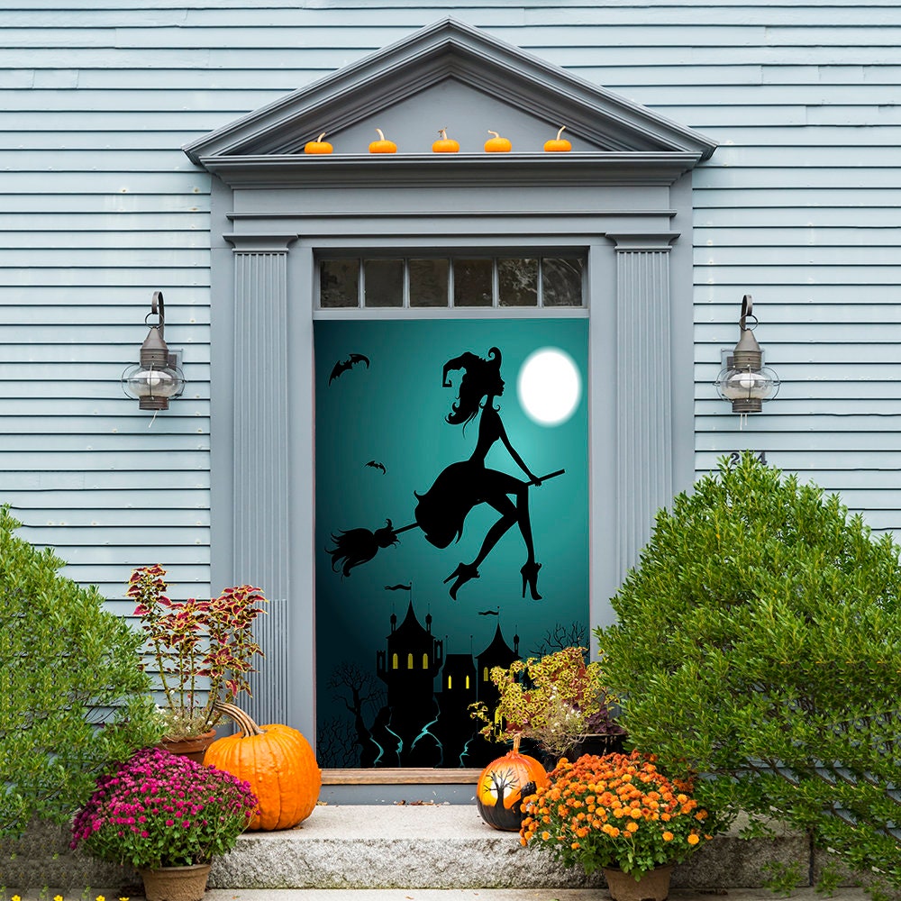 Halloween Witch Door Decoration Door Decor Door Covers Door Posters