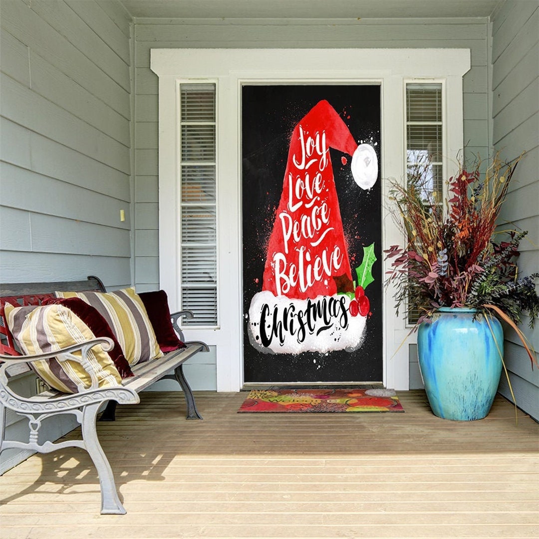 Joy Love Peace Believe Door Cover Christmas Door Covers Etsy 日本