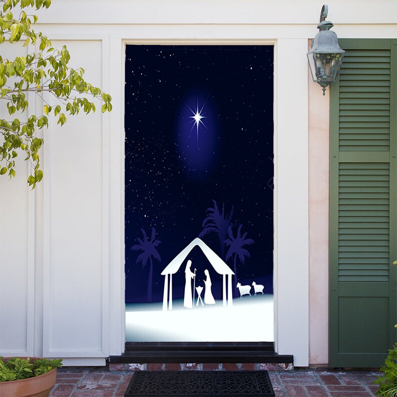 Christmas Nativity Scene Christmas Door Covers Outdoor  Etsy