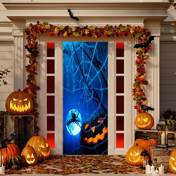 Spider Web Pumpkin Door Decoration Door Decor Door Cover Etsy
