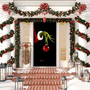 Grinch Decor - Weihnachtstürabdeckungen - Grinch-Türdekor - Grinch-Dekorationen - Grinch-Feiertagstürabdeckungen