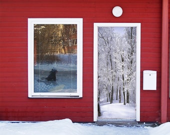 Winter Door Decorations - Christmas Door Cover - Outdoor Christmas Decorations - Front Door Decor - Door Cover - Holiday Door Cover