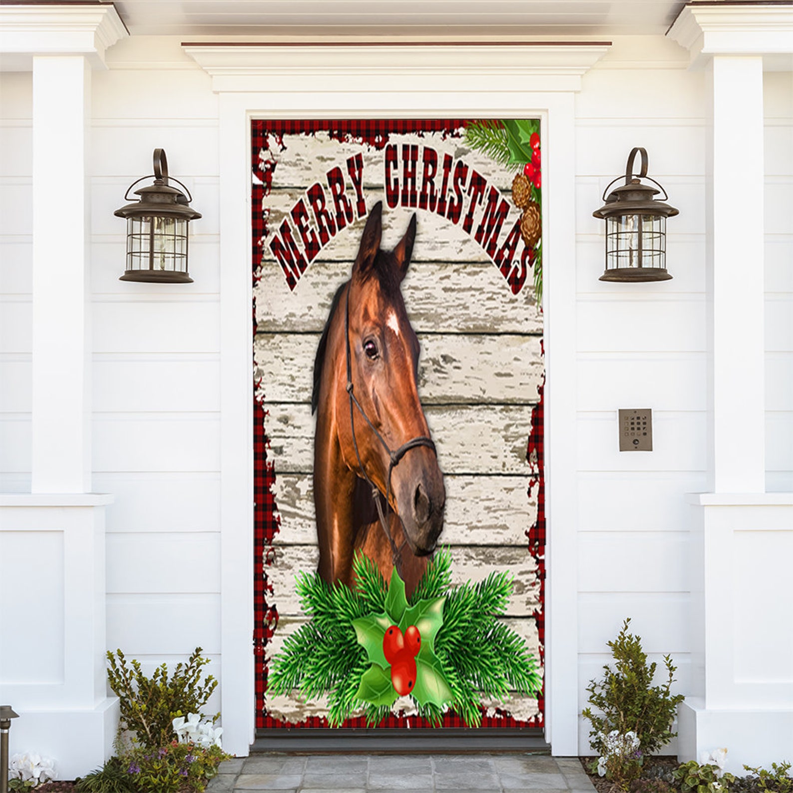 Christmas Horse Door Cover Christmas Horse Christmas Door  Etsy