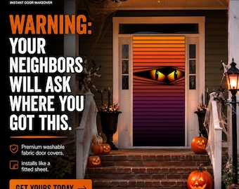 Scary Eyes Halloween Door Cover | Halloween Front Door Decor | Halloween Door Hanger | Halloween Door Decor