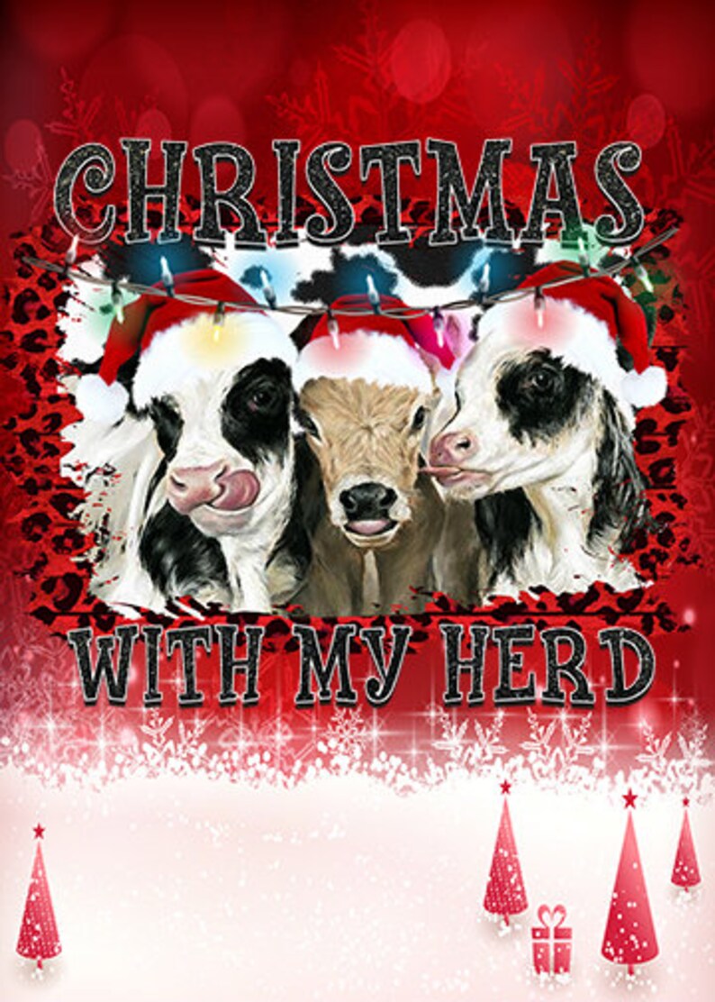 With My Herd Door Cover Christmas Cow Christmas Door Etsy