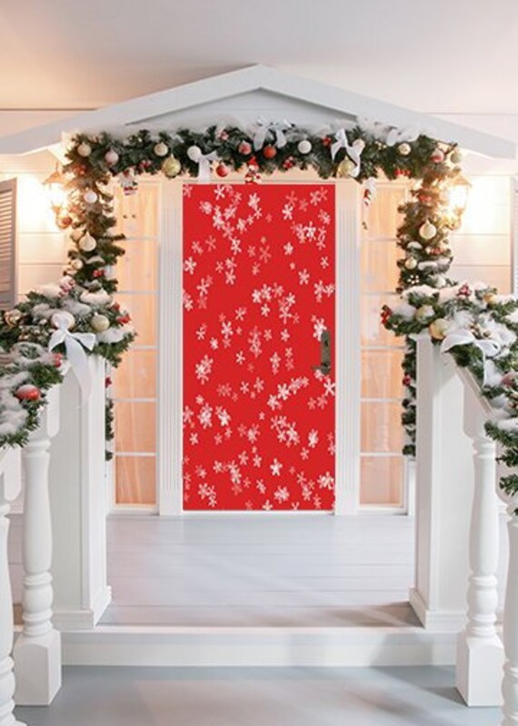 Christmas Front Door Cover Entry Doors 3d Banner Holiday