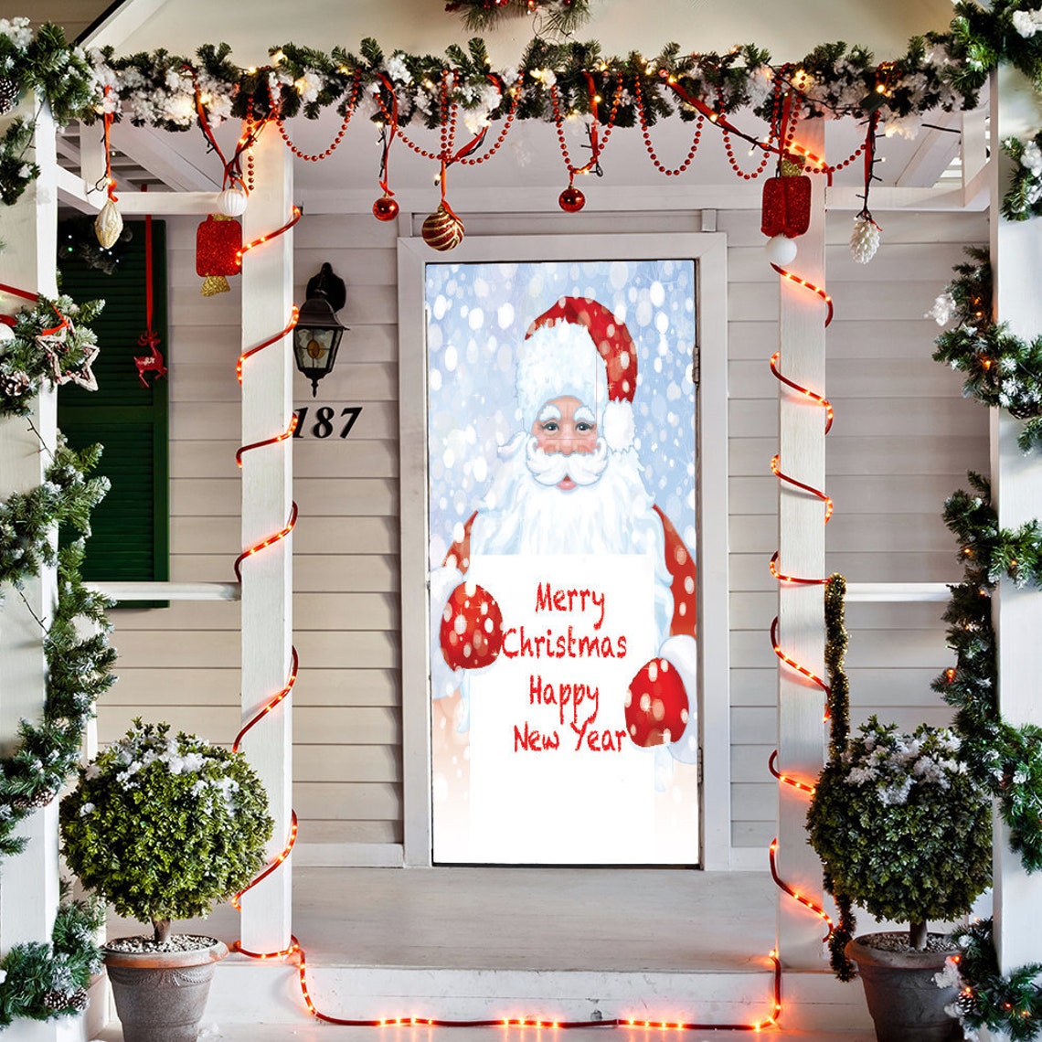 Santa Door Decoration Christmas Door Covers Santa Door | Etsy