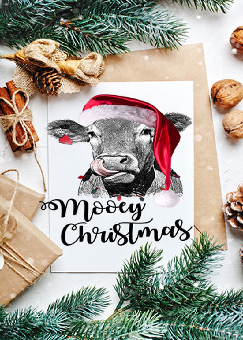 Mooey Christmas Door Cover Christmas Cow Christmas Door Etsy