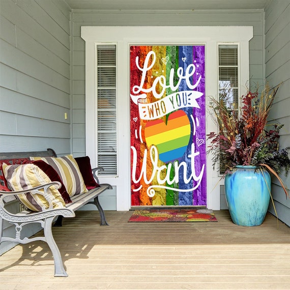 Rainbow Love Door Cover Pride Month Decor Gay Decorations Etsy