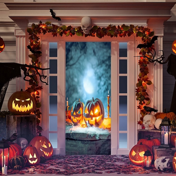 Scary Pumpkin Door Decoration Door Decor Door Covers Etsy